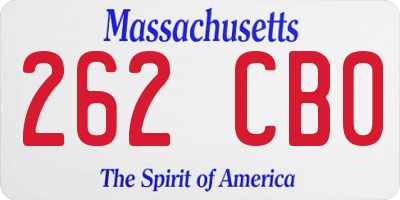 MA license plate 262CB0