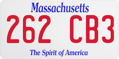 MA license plate 262CB3