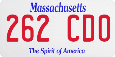 MA license plate 262CD0