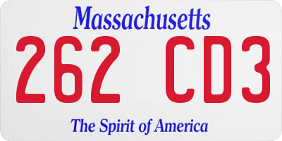 MA license plate 262CD3