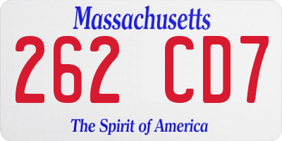 MA license plate 262CD7
