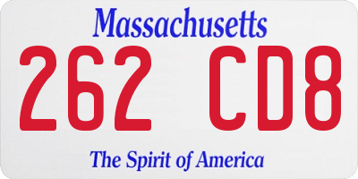 MA license plate 262CD8