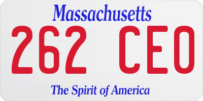 MA license plate 262CE0