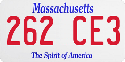 MA license plate 262CE3
