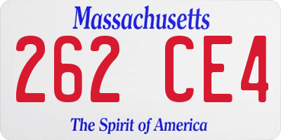 MA license plate 262CE4