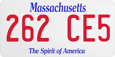 MA license plate 262CE5