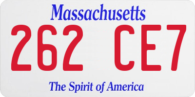 MA license plate 262CE7