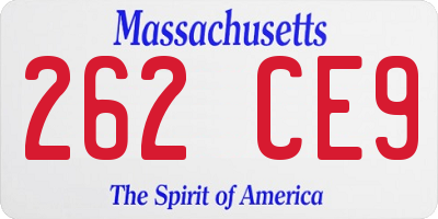 MA license plate 262CE9