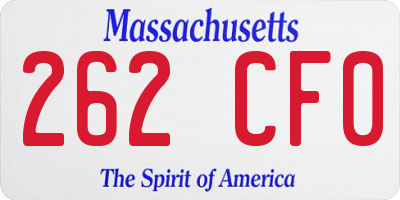 MA license plate 262CF0