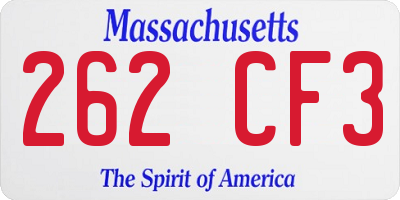 MA license plate 262CF3