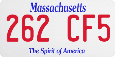 MA license plate 262CF5