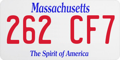 MA license plate 262CF7