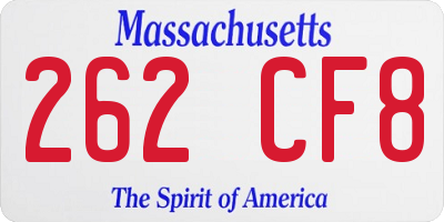 MA license plate 262CF8