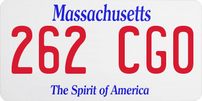 MA license plate 262CG0