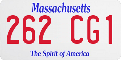 MA license plate 262CG1