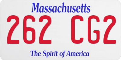 MA license plate 262CG2