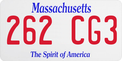 MA license plate 262CG3