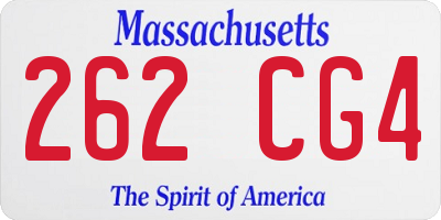 MA license plate 262CG4