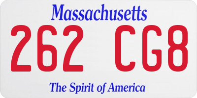 MA license plate 262CG8
