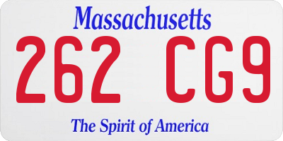 MA license plate 262CG9