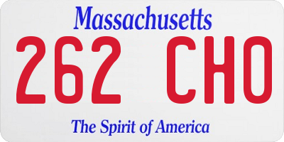 MA license plate 262CH0
