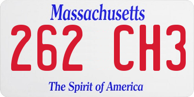 MA license plate 262CH3