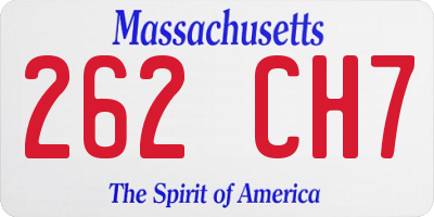 MA license plate 262CH7