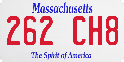 MA license plate 262CH8