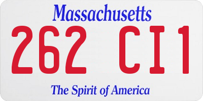 MA license plate 262CI1