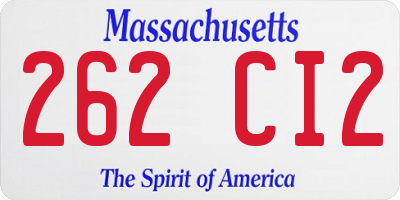 MA license plate 262CI2