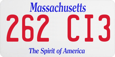 MA license plate 262CI3