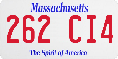 MA license plate 262CI4