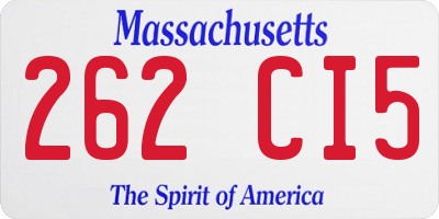 MA license plate 262CI5