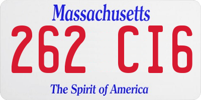 MA license plate 262CI6