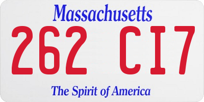 MA license plate 262CI7