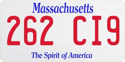 MA license plate 262CI9