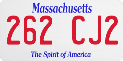 MA license plate 262CJ2