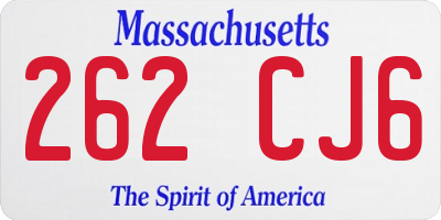 MA license plate 262CJ6