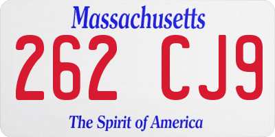 MA license plate 262CJ9