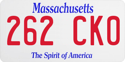MA license plate 262CK0