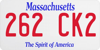 MA license plate 262CK2