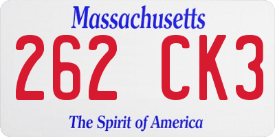 MA license plate 262CK3