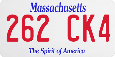 MA license plate 262CK4