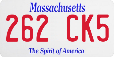 MA license plate 262CK5