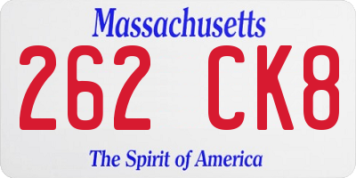 MA license plate 262CK8
