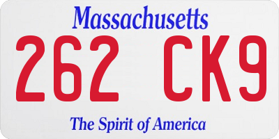 MA license plate 262CK9