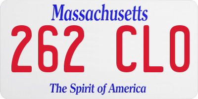MA license plate 262CL0