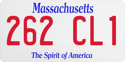 MA license plate 262CL1