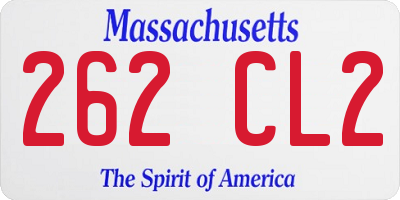 MA license plate 262CL2