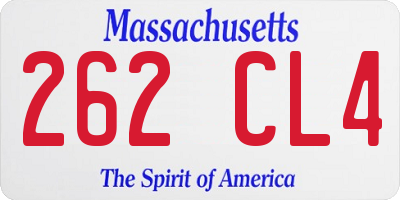 MA license plate 262CL4